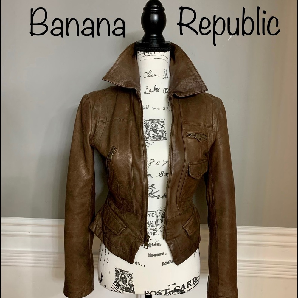 😍BANANA REPUBLIC GENUINE LEATHER JACKET, LIKE NEW